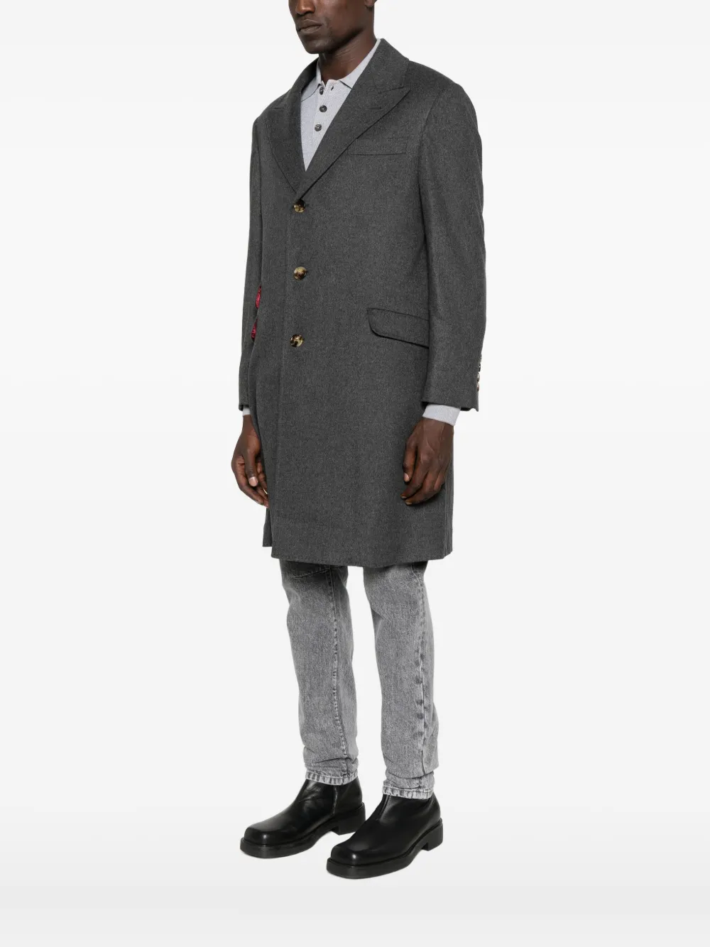 Brunello Cucinelli Jas met knoopsluiting en klepzak Grijs