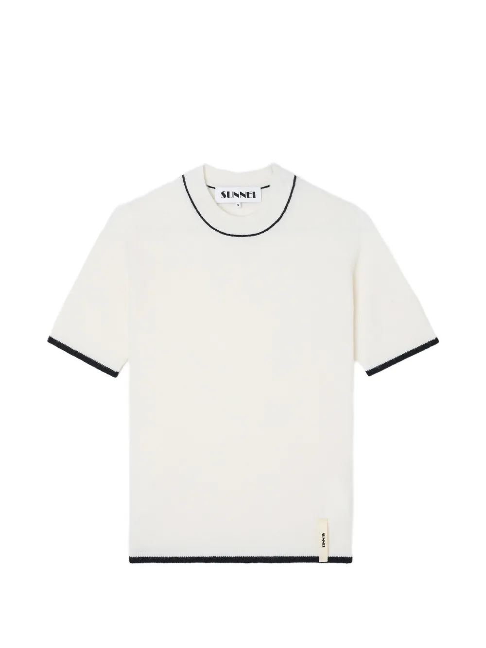 Sunnei Contrast Trim Short Sleeve Knit Top In White