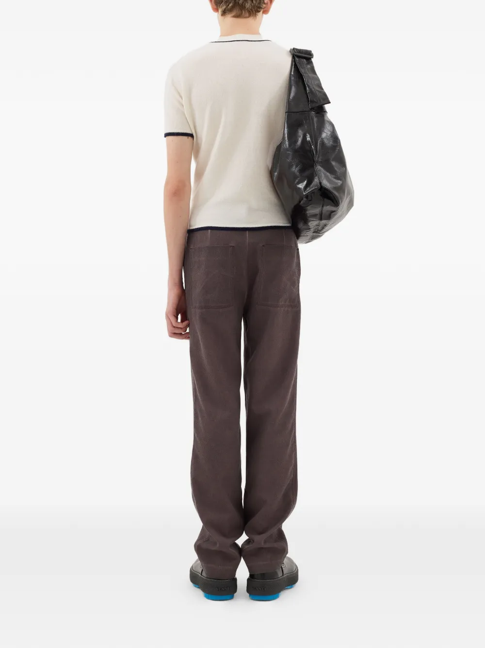 Sunnei Contrast Trim Short Sleeve Knit Top In White