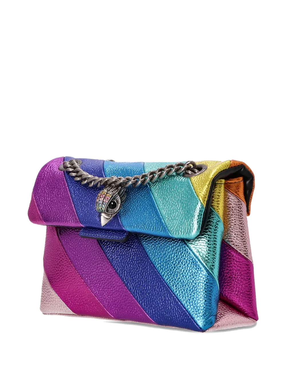 Kurt Geiger Striped Chain-strap Cross Body Bag In Blue