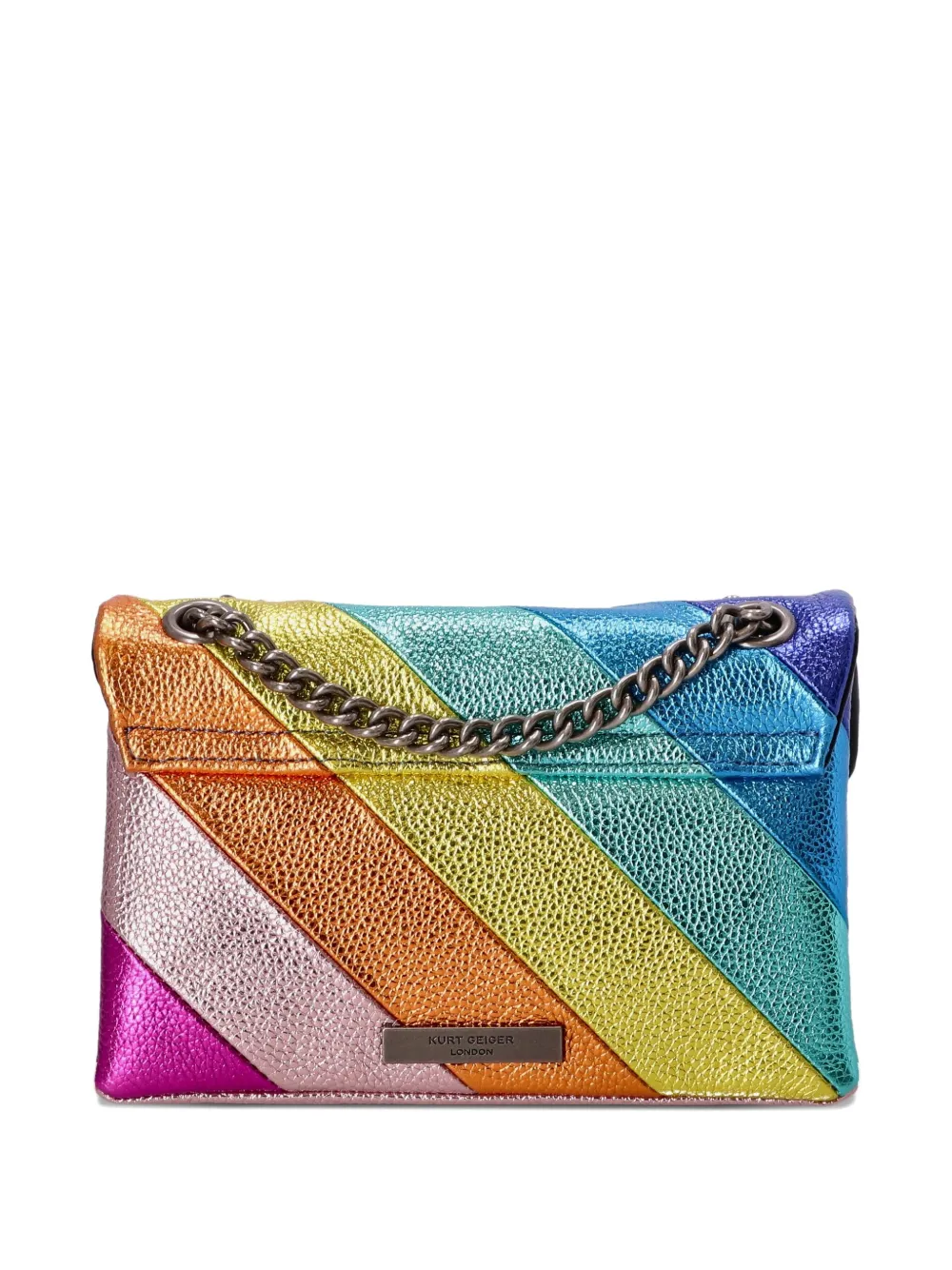 Kurt Geiger Striped Chain-strap Cross Body Bag In Blue