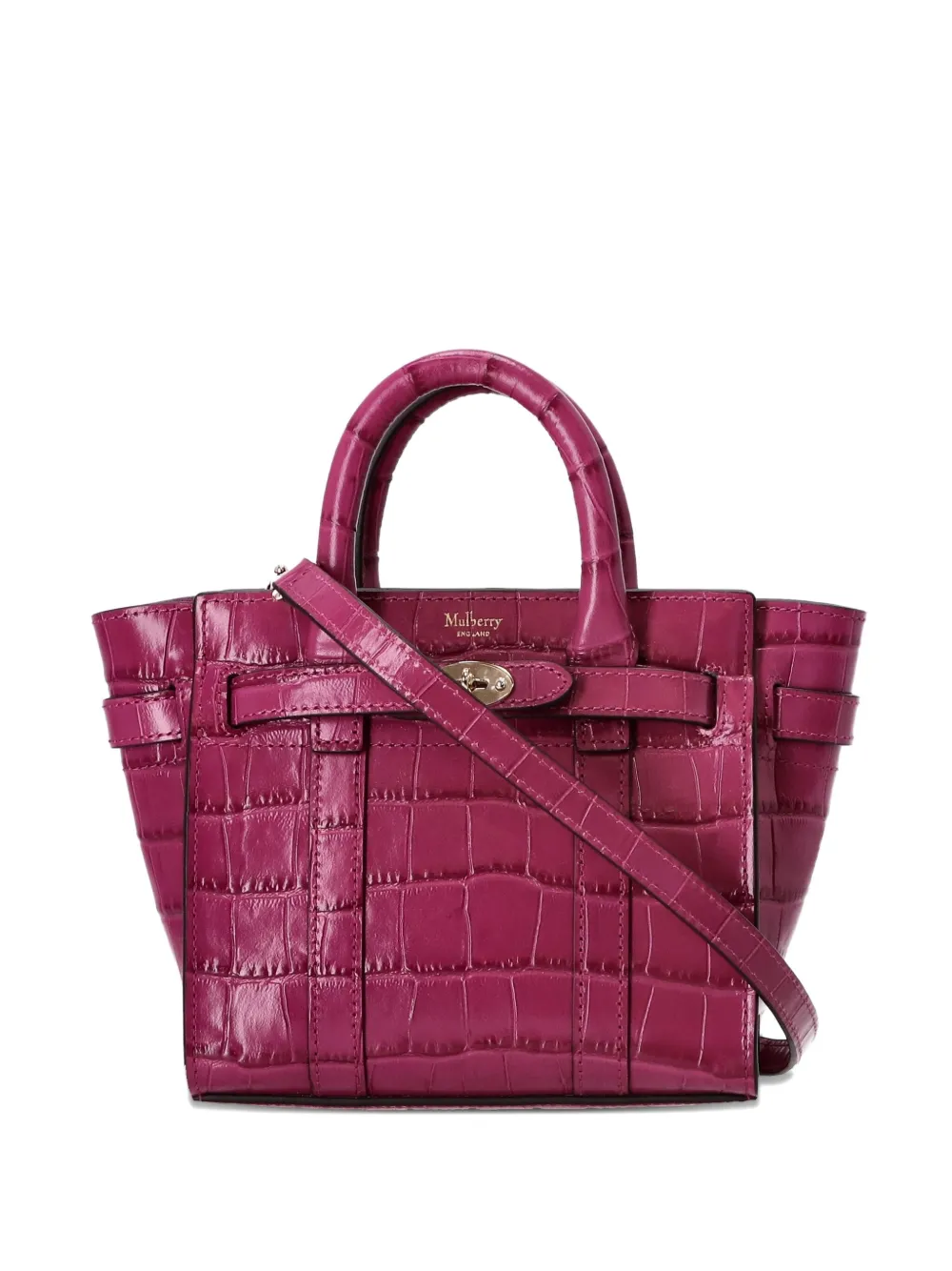Mulberry Bayswater crocodile-effect leather tote bag - ピンク Mulberry Bayswater crocodile-effect leather tote bag - ピンク