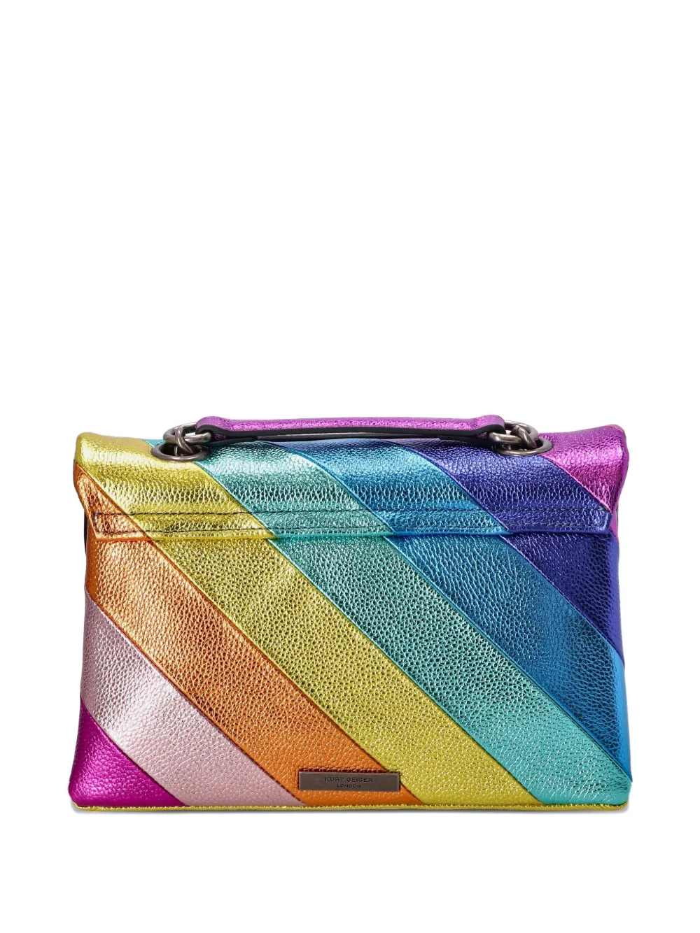 Kurt Geiger London Schoudertas met regenboogstreep en ketting Roze