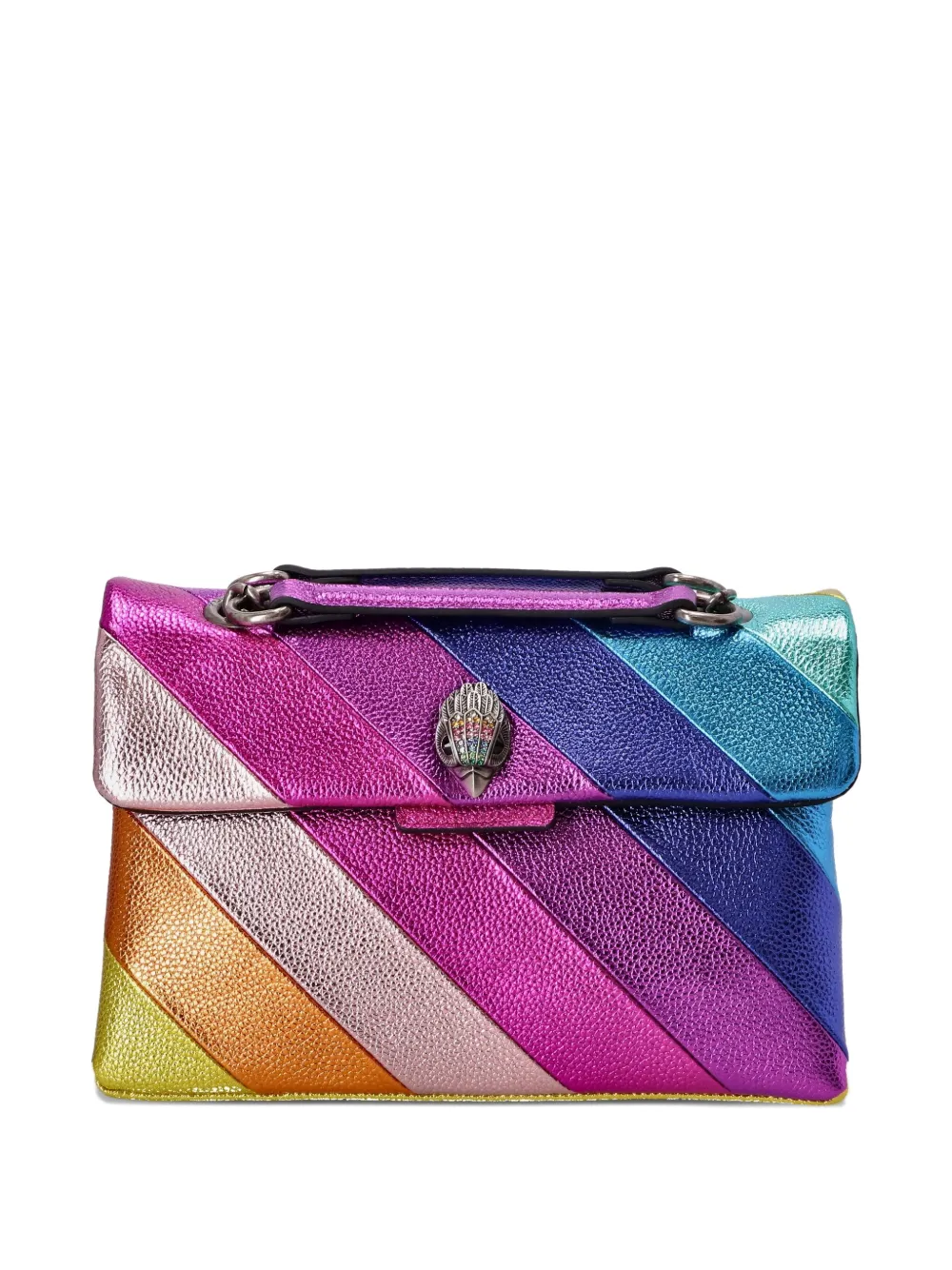 Kurt Geiger London Schoudertas met regenboogstreep en ketting Roze