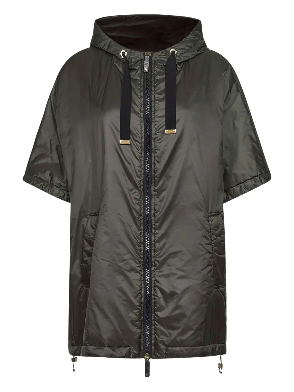 Max Mara Hooded Short-sleeve Raincoat In Black