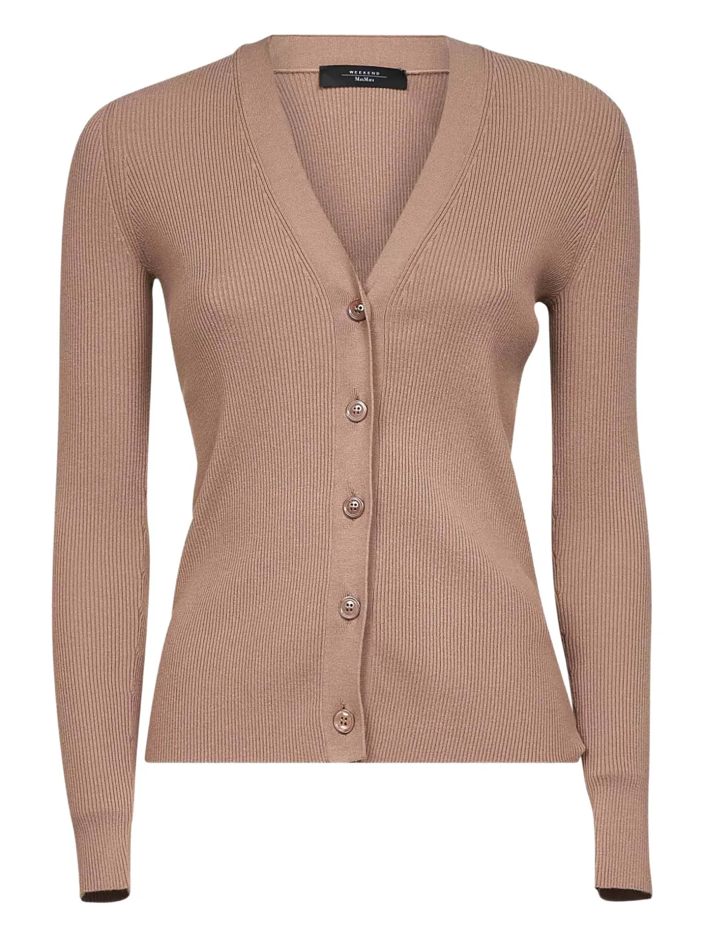 Weekend Max Mara Ribbed V-neck Cardigan In Neutral