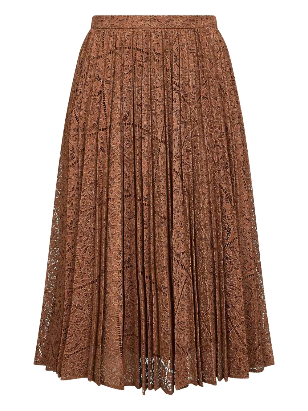 Max Mara Leva midi-plooirok met kant Bruin
