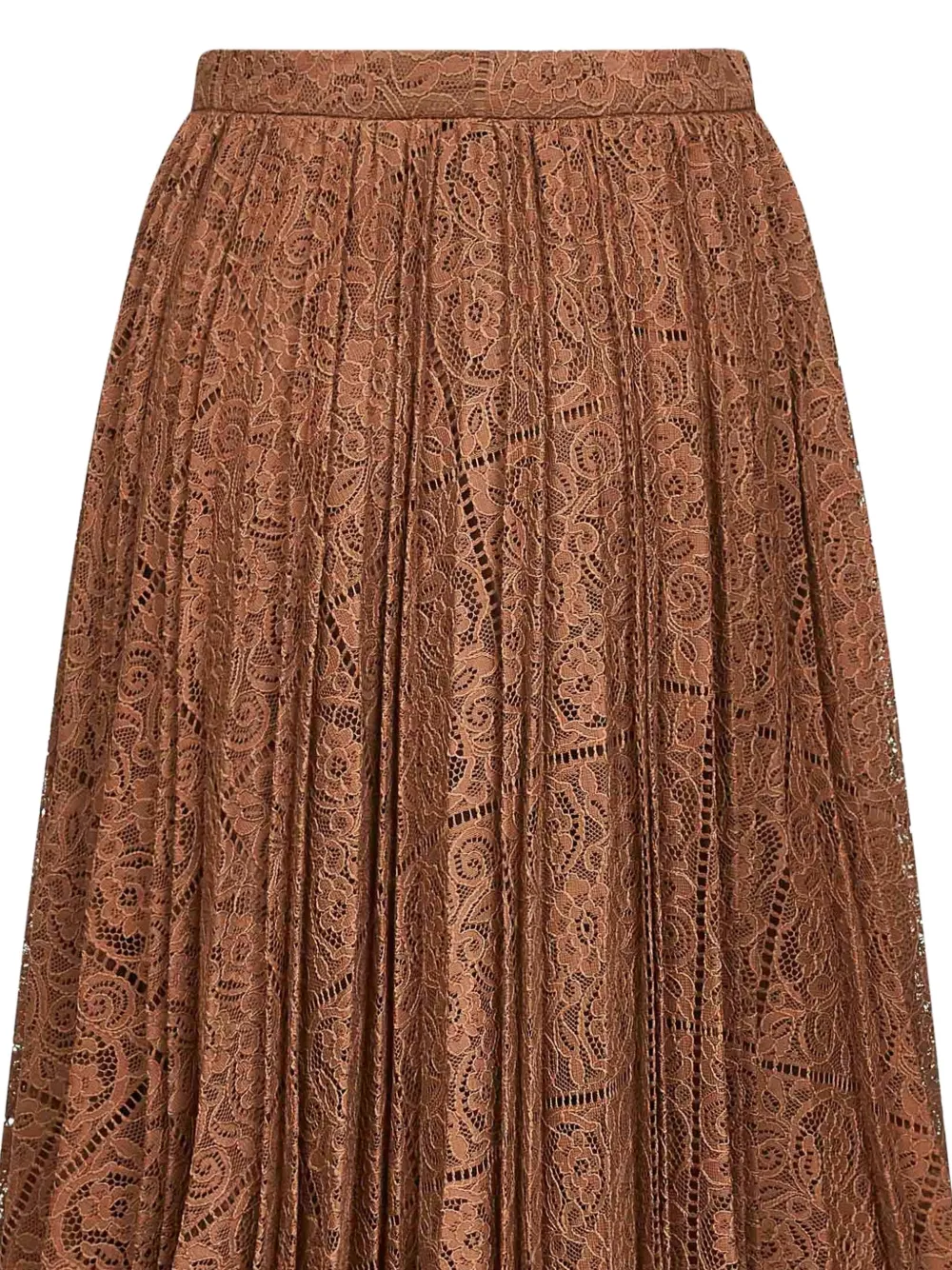 Max Mara Leva midi-plooirok met kant Bruin