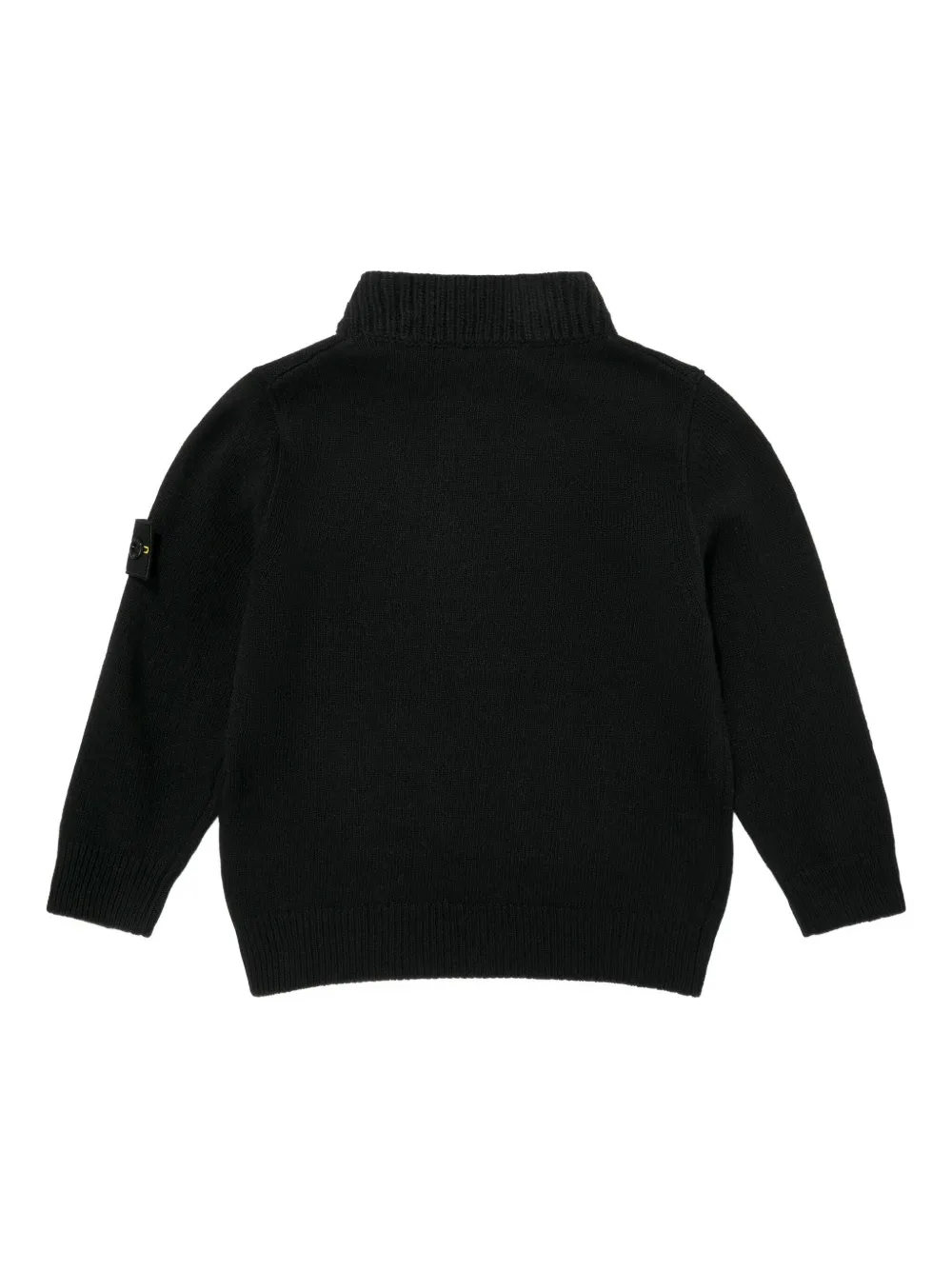 Stone Island Junior Trui met halve rits en logopatch Zwart