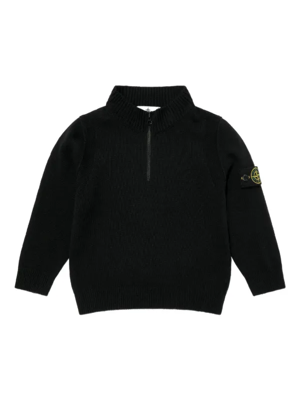 Stone Island Junior Pull Zippé à Patch Logo Noir FARFETCH FR