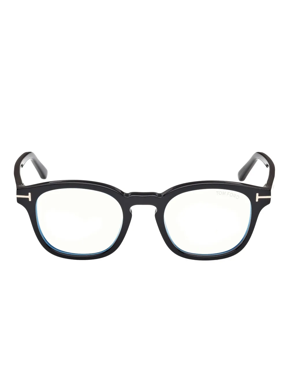 Tom Ford 50mm Small Round Blue Light Blocking Glasses In Black