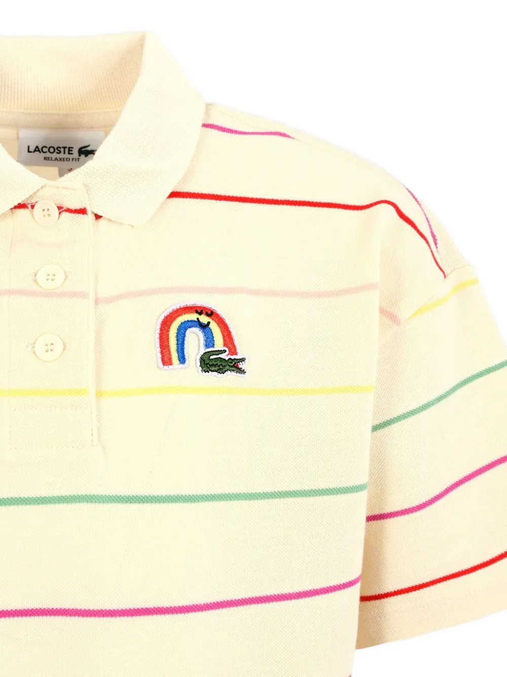 Lacoste Kids Polojurk met regenboogstreep Beige