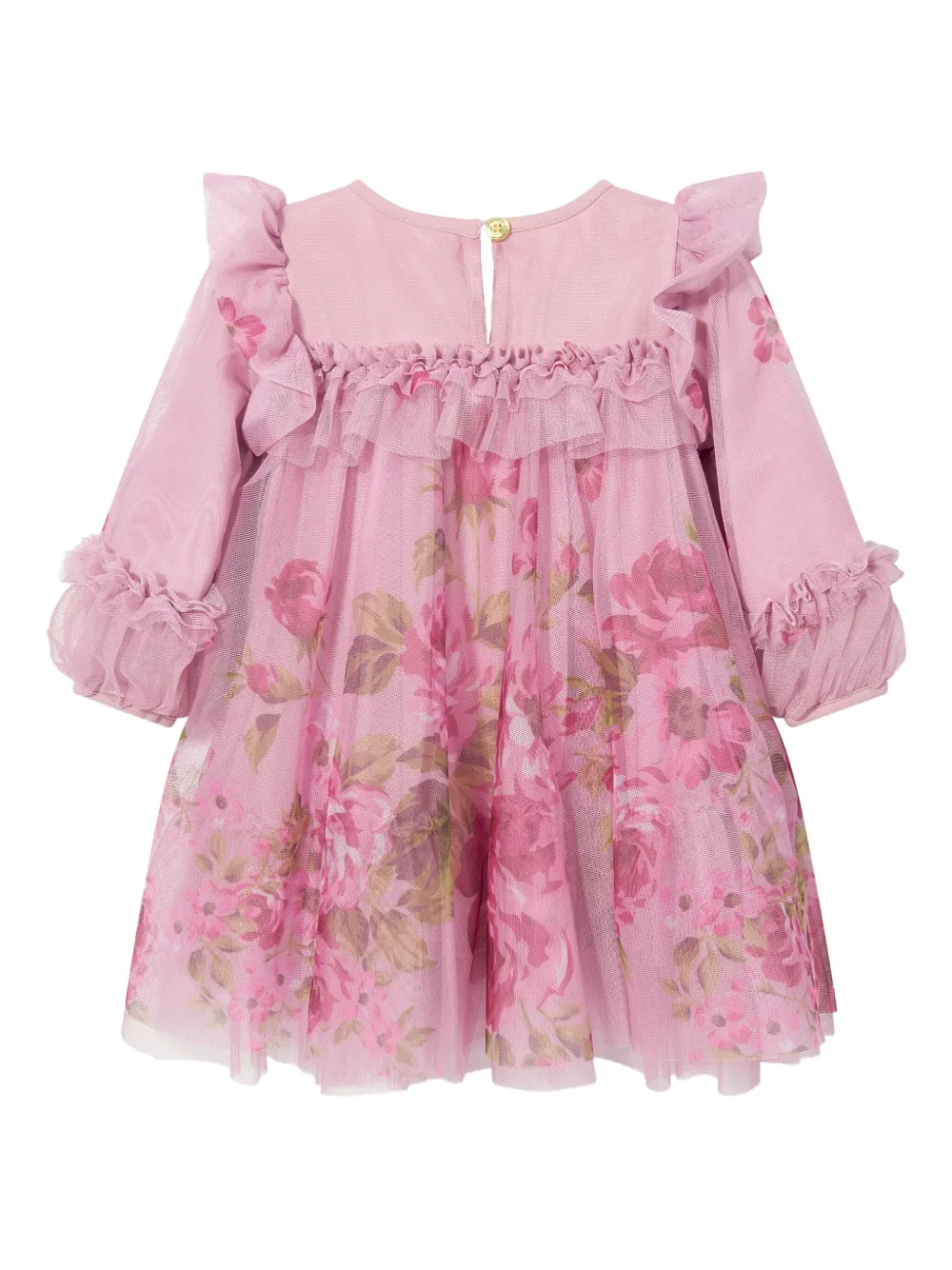 Angels Face rose-print ruffled dress - Roze