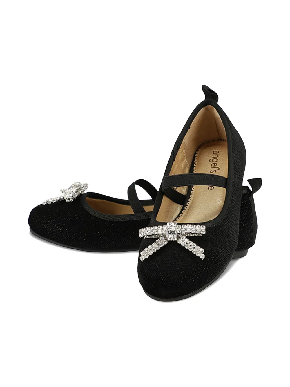 Angels Face crystal-embellished ballet flats Black