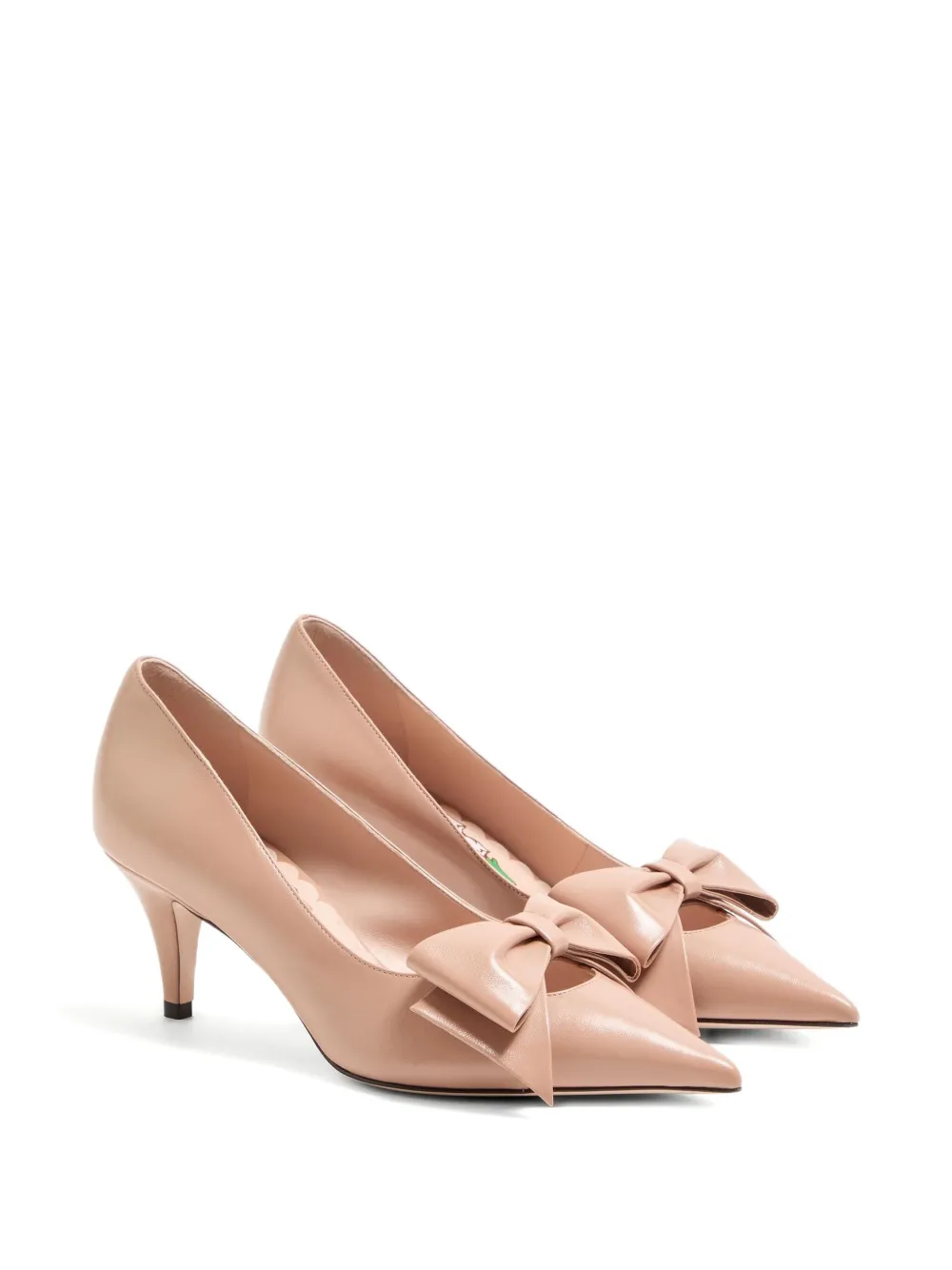 Valentino 65mm Bowow Leather Pumps In Neutral