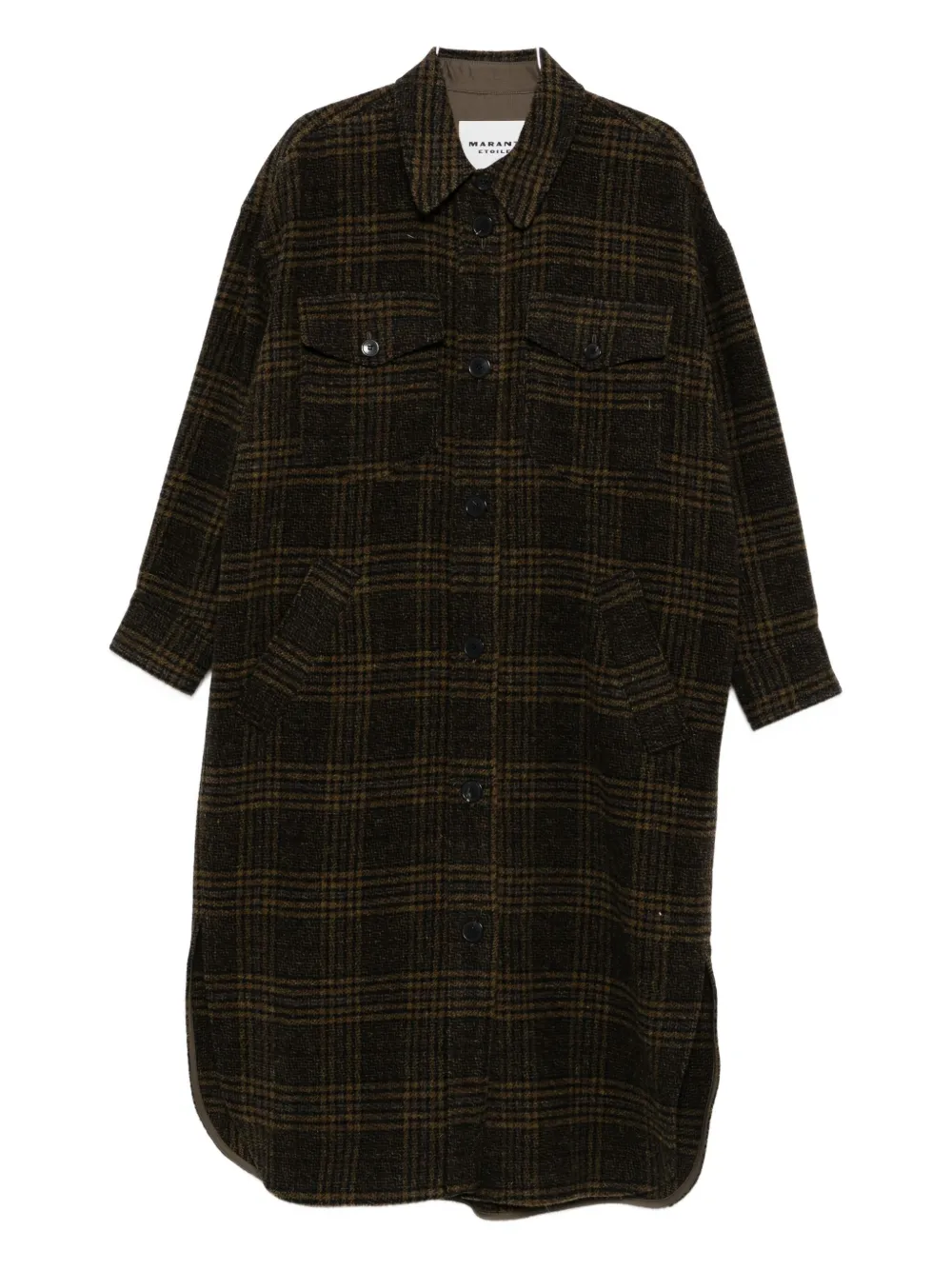 Isabel Marant Étoile Gislene Plaid Collared Coat With Chest Pockets In Brown