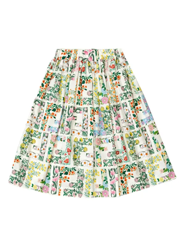 Fendi Kids floral-print Pleated Skirt | White | FARFETCH