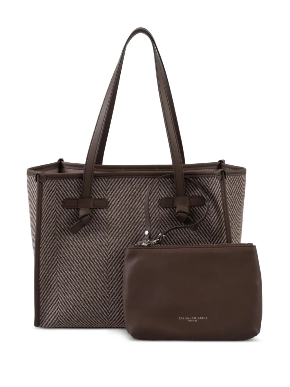 GIANNI CHIARINI Shopper met visgraatpatroon - Bruin