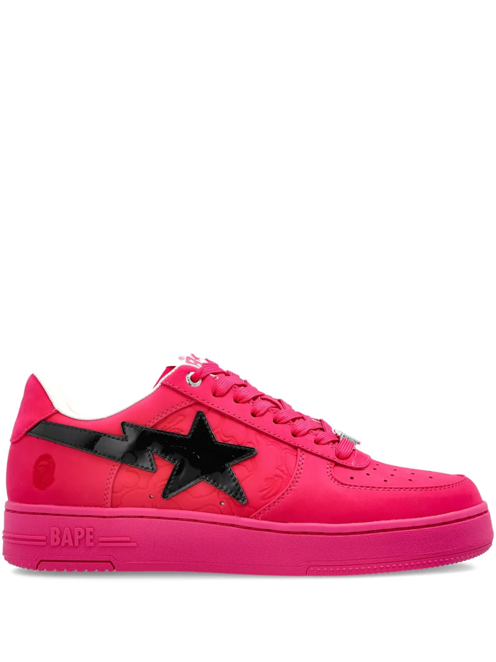 A BATHING APE star-patch leather sneakers Pink