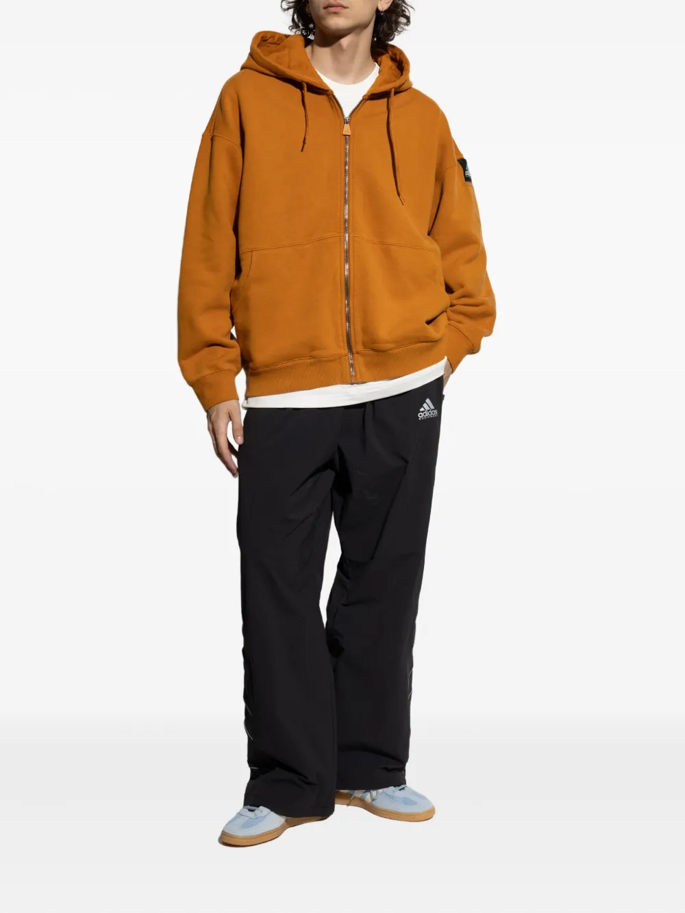 adidas Hoodie met logo-applicatie en rits Oranje