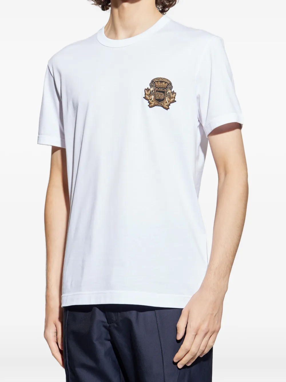 Dolce & Gabbana crest-embellished cotton t-shirt Wit