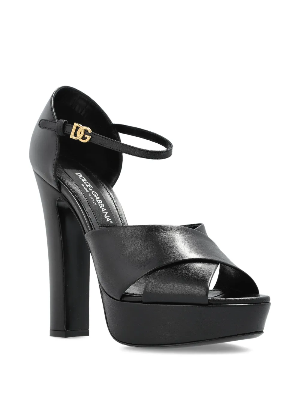 Dolce & Gabbana crossover platform leather sandals Black