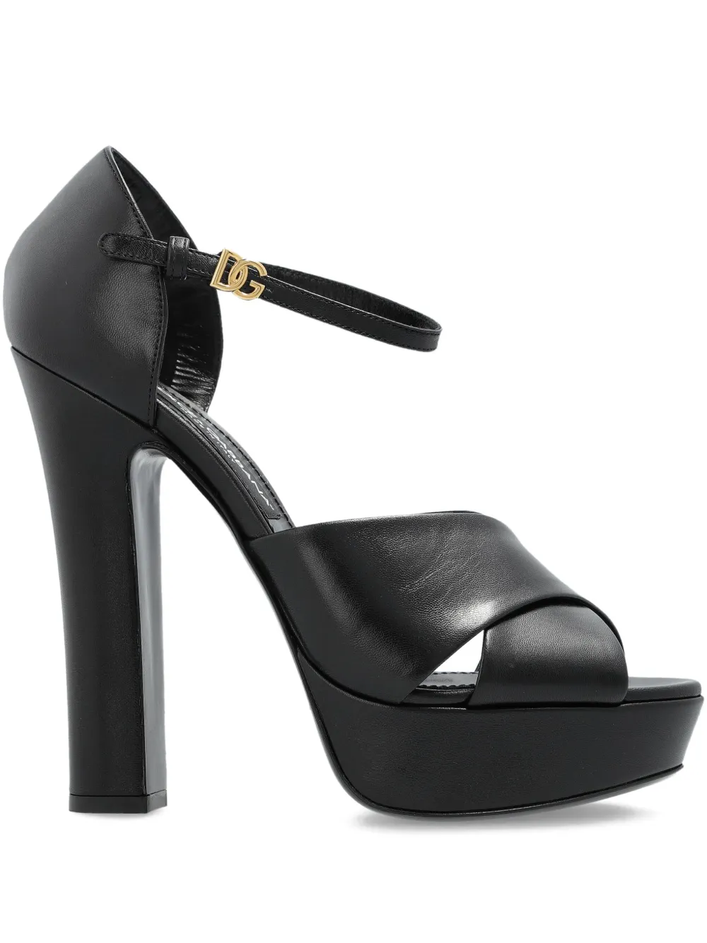 Dolce & Gabbana crossover platform leather sandals Black