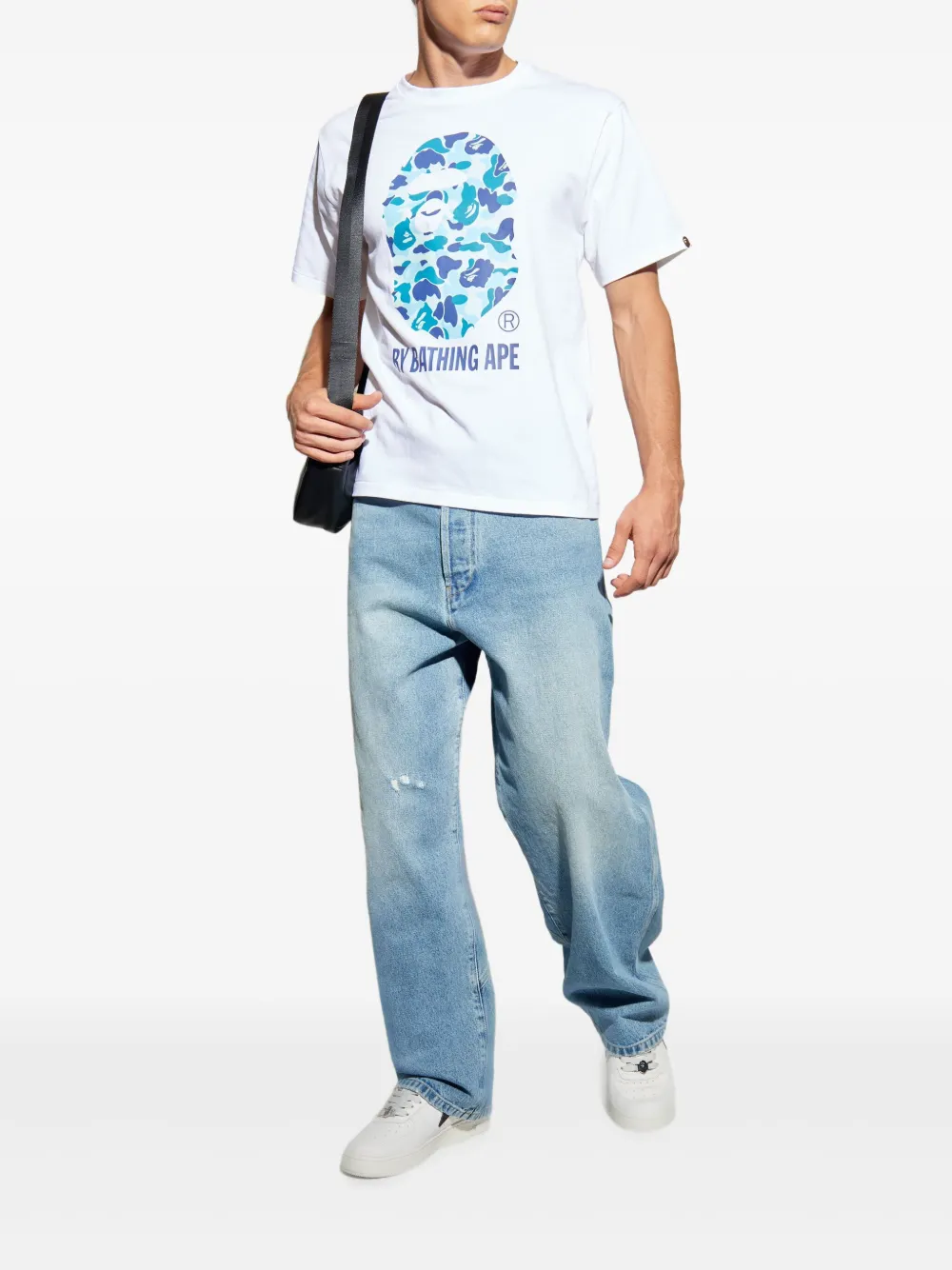 A BATHING APE T-shirt met camouflageprint Wit