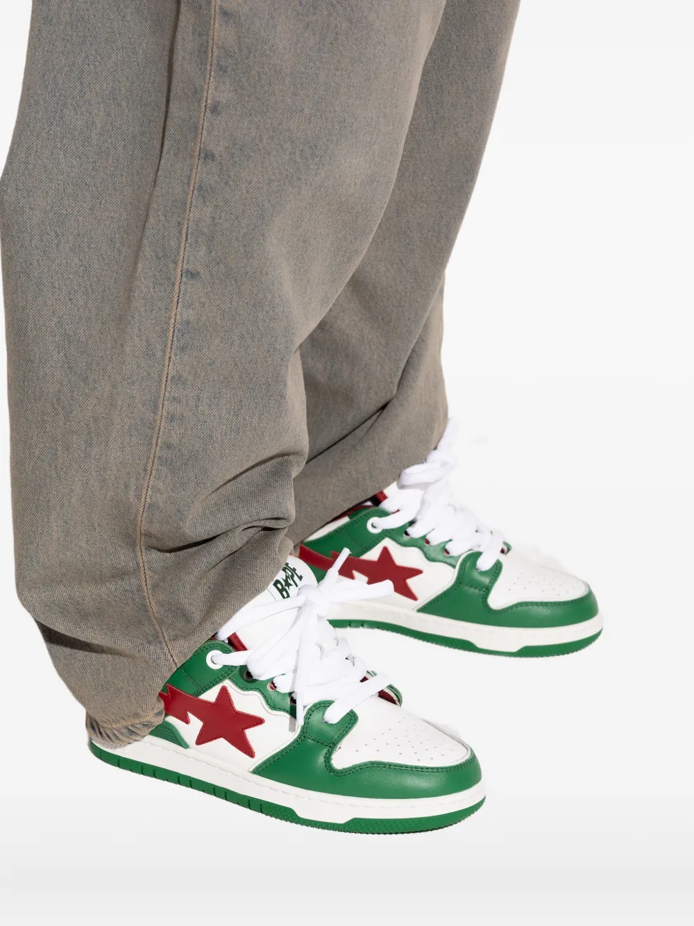 A BATHING APE star-patch sneakers Green