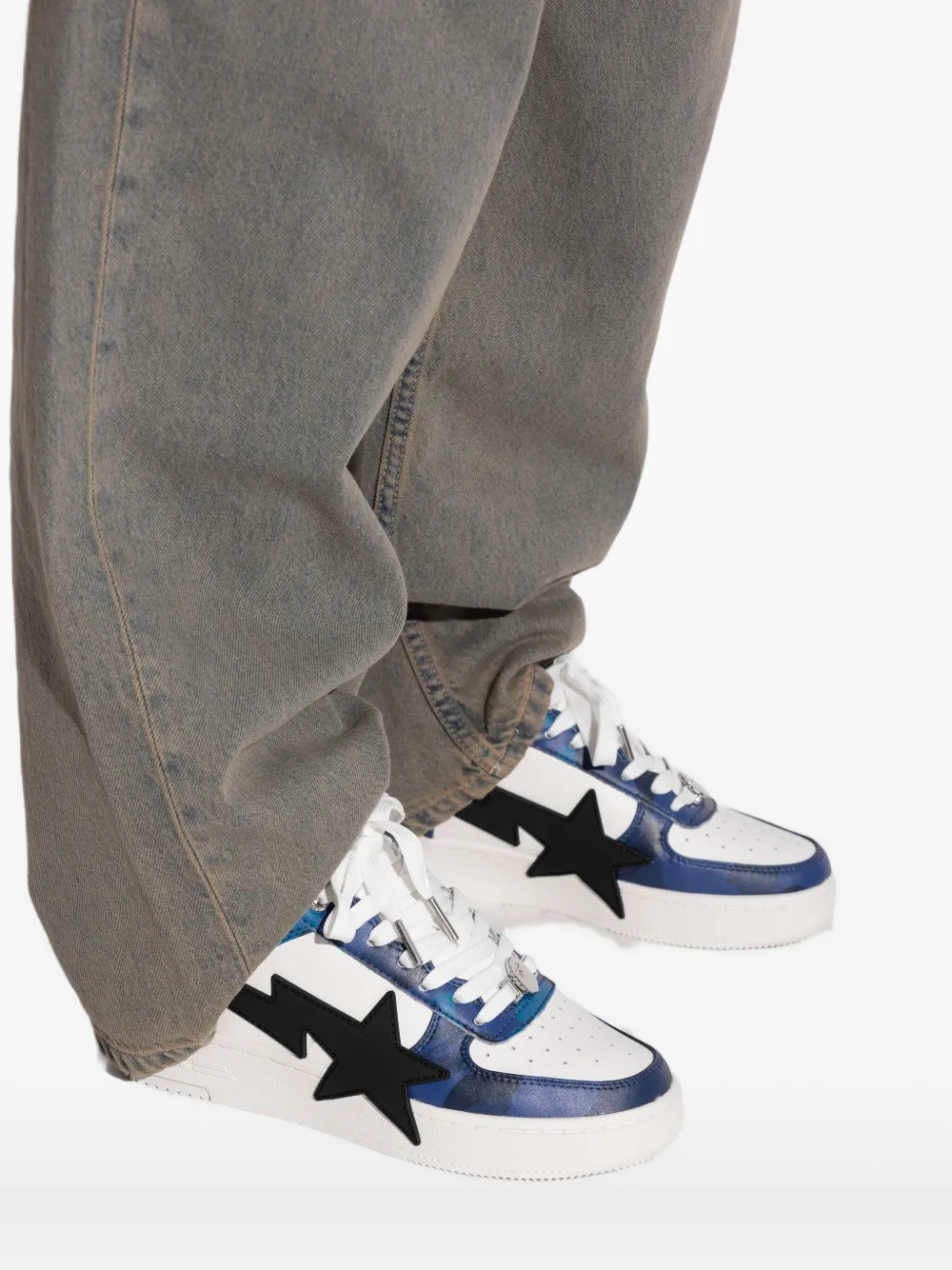 A BATHING APE star-patch sneakers BLUE