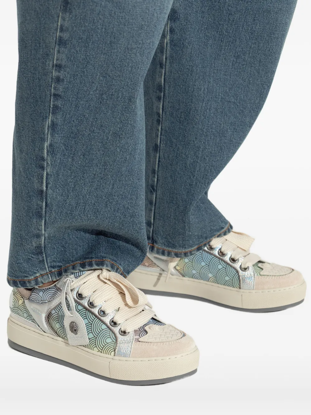 Kurt Geiger London Southbank Tag wave-pattern leather sneakers Neutrals