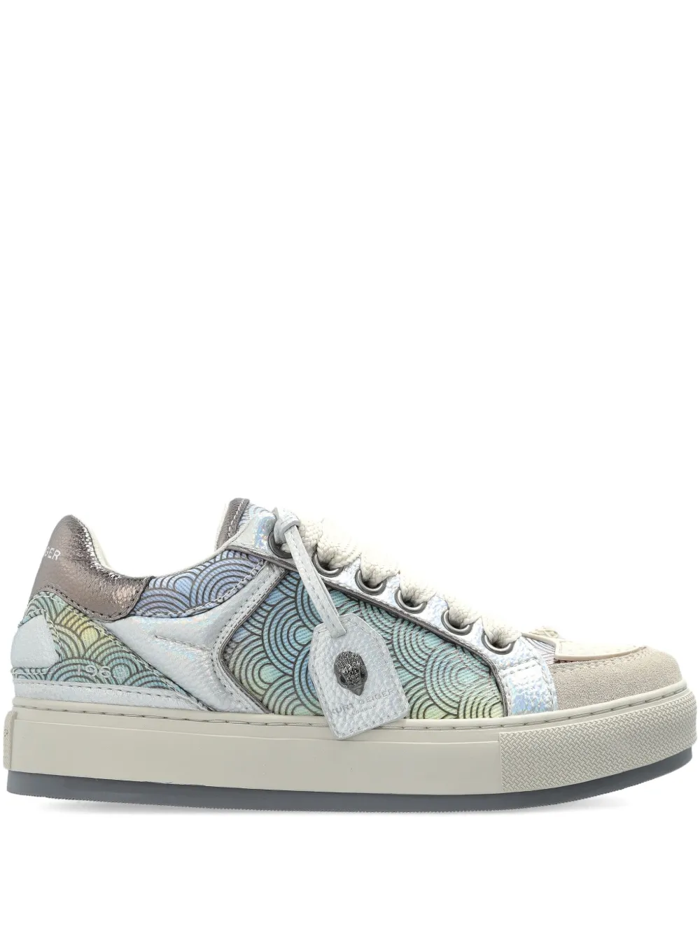 Kurt Geiger London Southbank Tag wave-pattern leather sneakers Neutrals