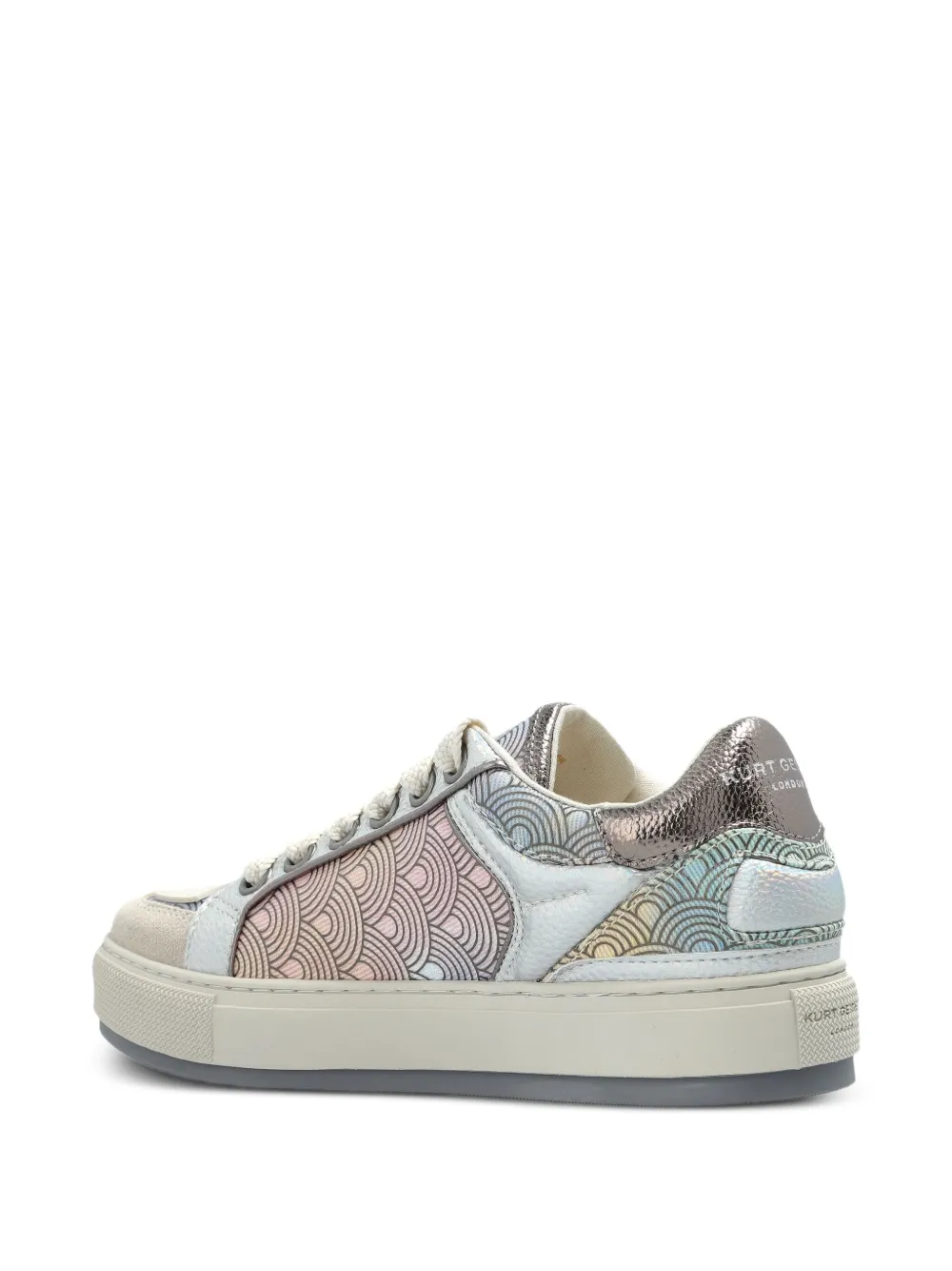 Kurt Geiger London Southbank Tag leren sneakers met golfpatroon - Beige