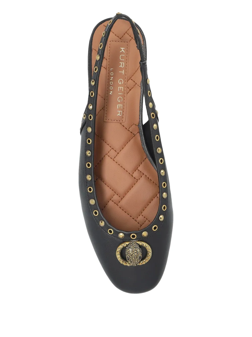 Kurt Geiger London slingback studded flat pumps BLACK