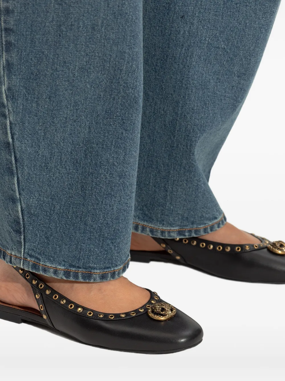 Kurt Geiger London slingback studded flat pumps BLACK
