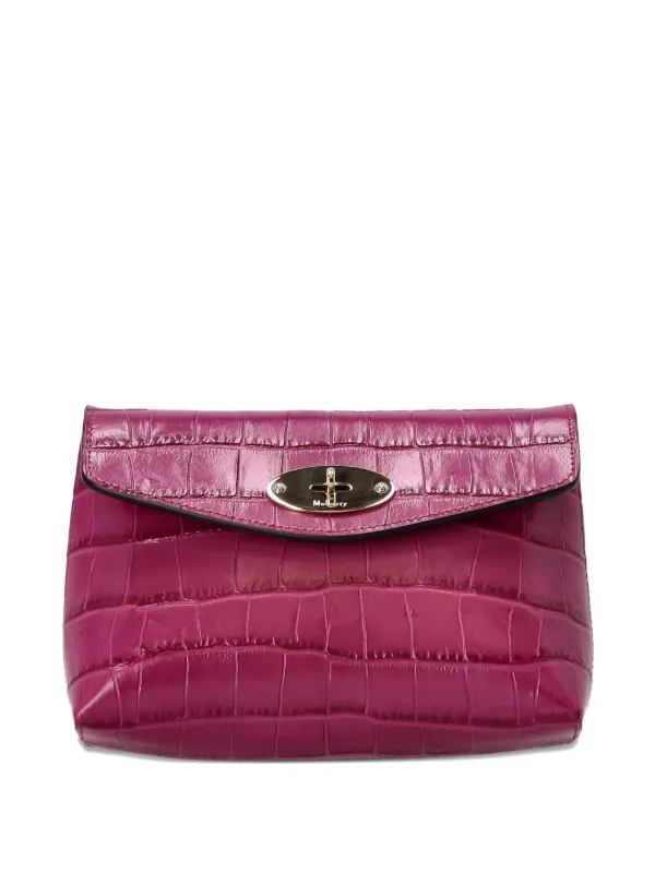 Mulberry Darley crocodile-embossed Clasp Makeup Bag Pink