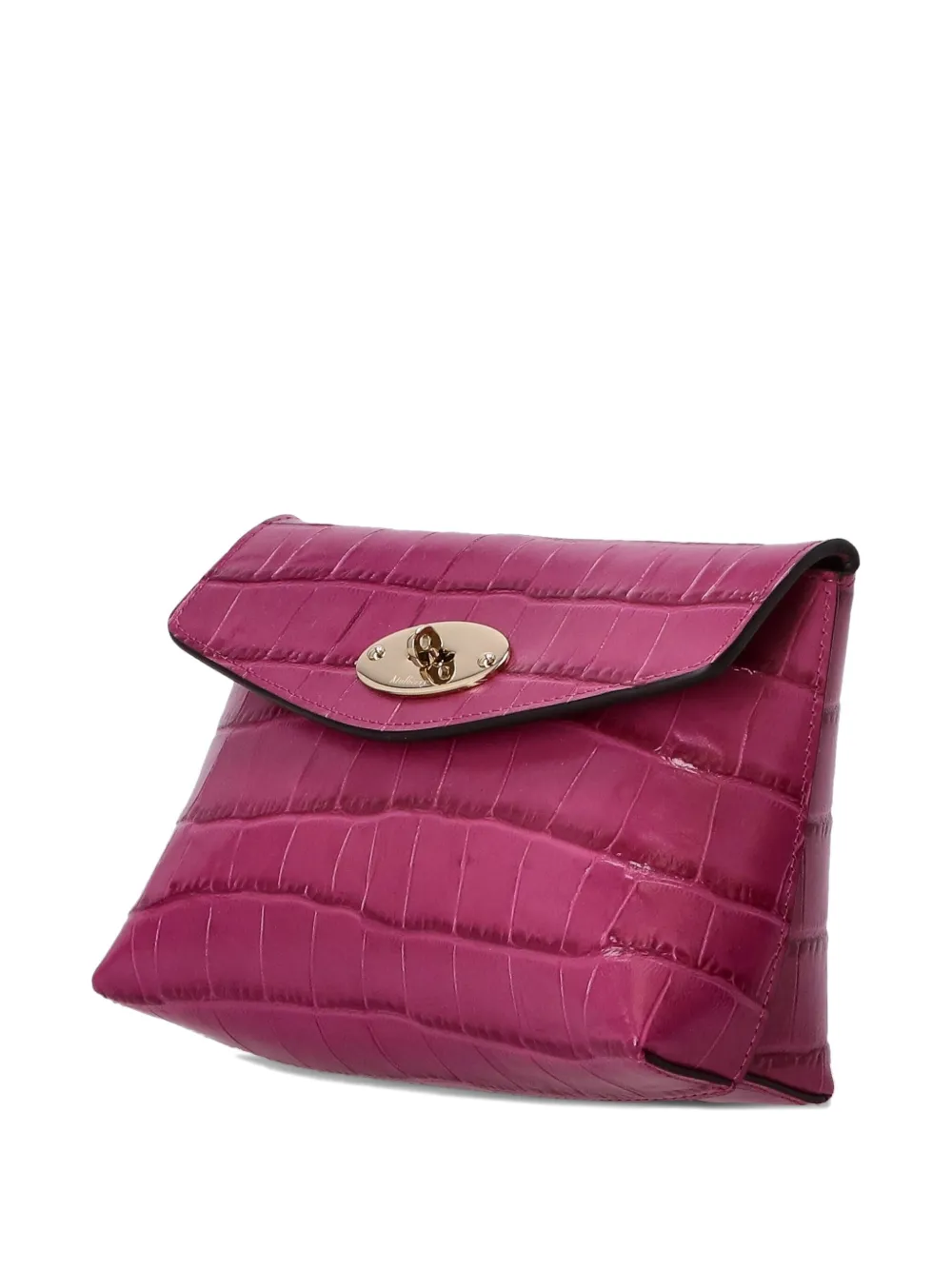 Mulberry Darley crocodile-embossed clasp makeup bag Roze