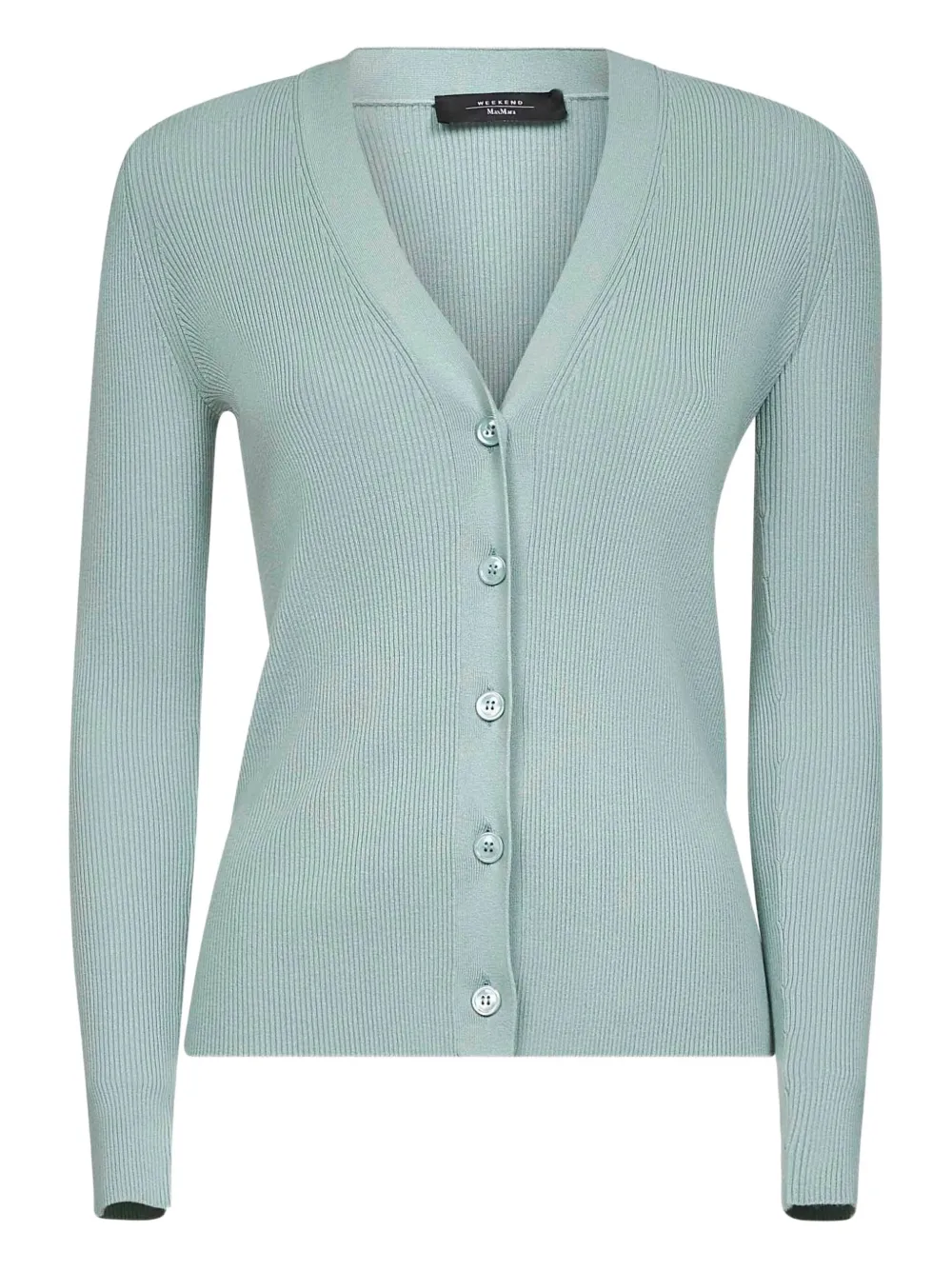 Weekend Max Mara Ribbed V-neck Cardigan In Green