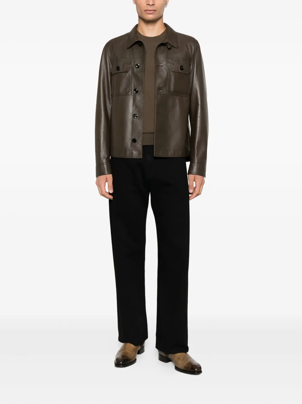 TOM FORD Wollen top met ronde hals Bruin