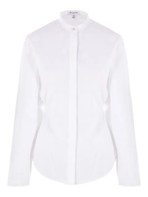 Alaïa mandarin-collar cinched-waist shirt