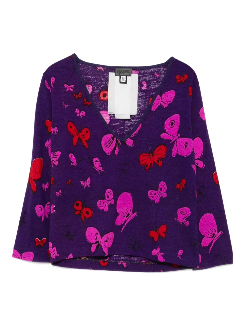 2000s butterfly-patterned wool sweater