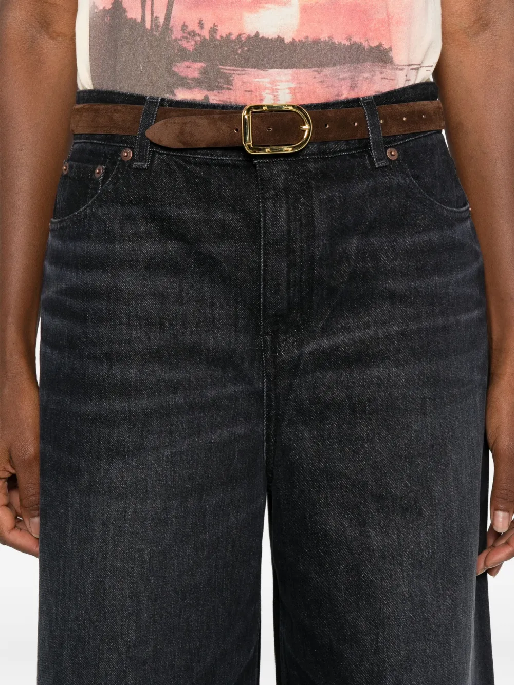 Chloé Wide-leg Denim Trousers With Belt Loops In Black