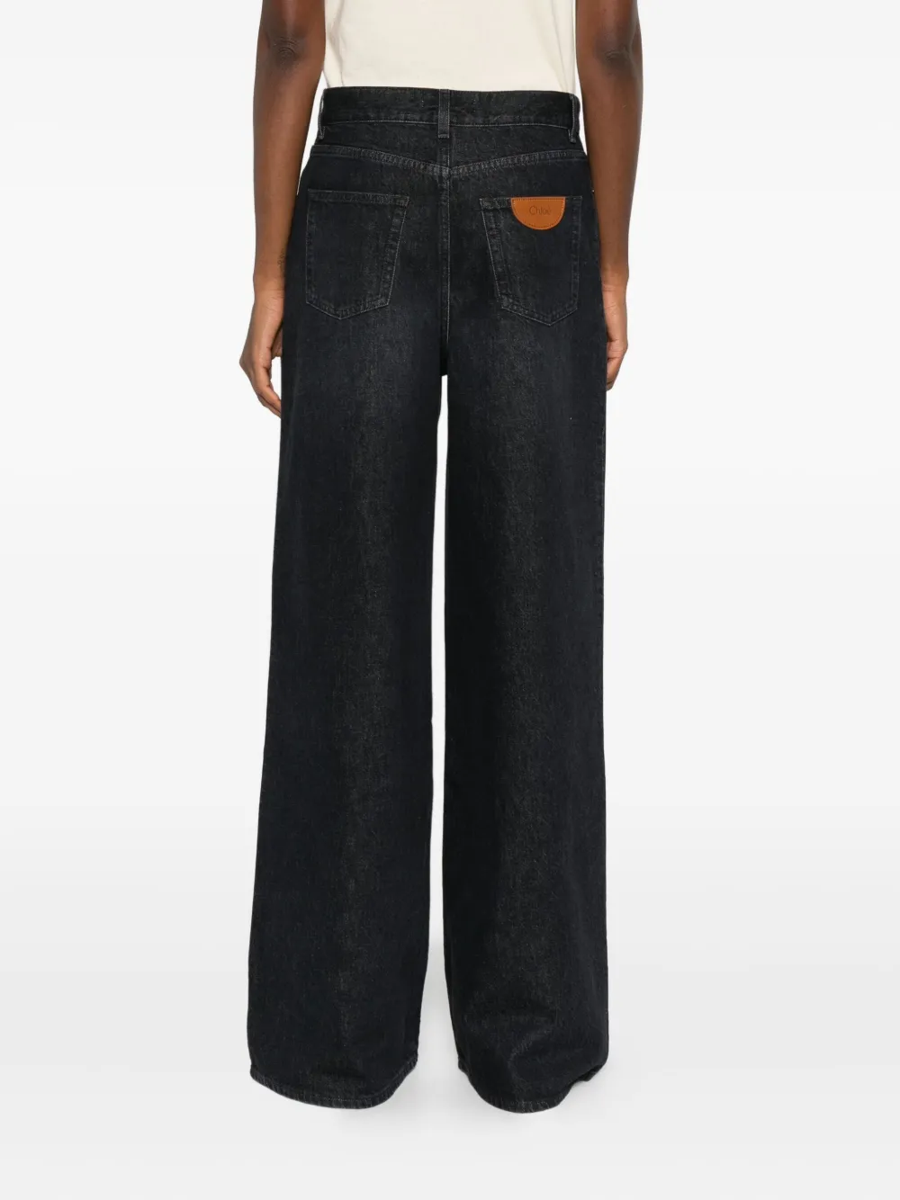 Chloé Wide-leg Denim Trousers With Belt Loops In Black