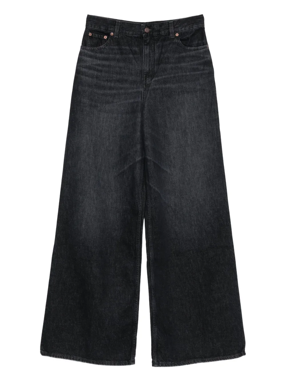 Chloé Wide-leg Denim Trousers With Belt Loops In Black