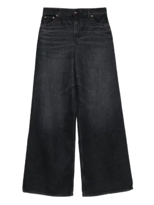 Prada wide-leg Selvedge Jeans | Black | FARFETCH