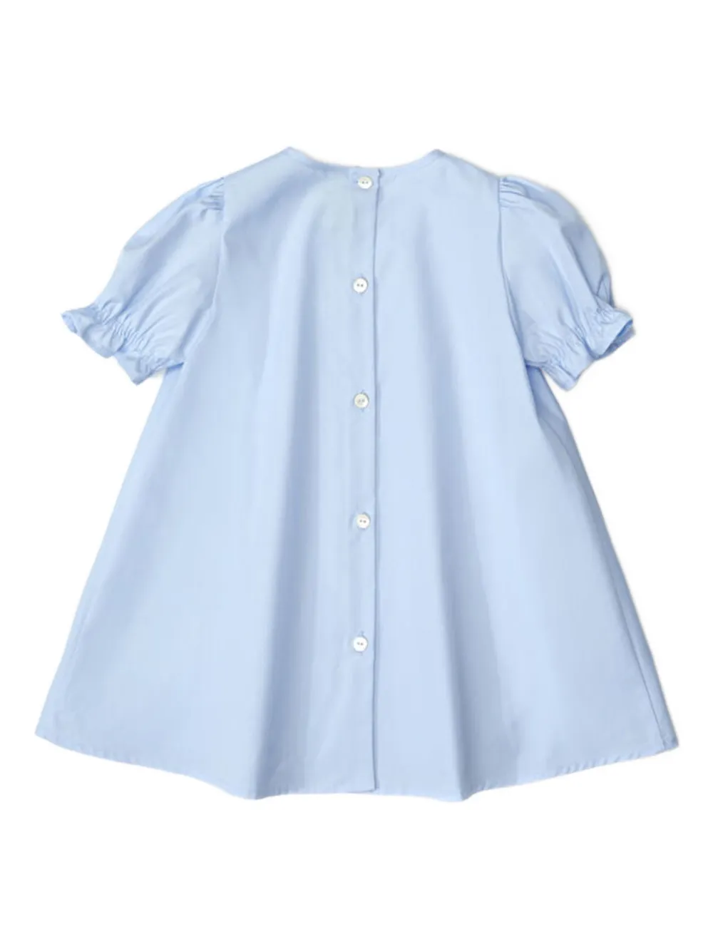 Fendi Kids puff-sleeve embroidered dress - Blauw
