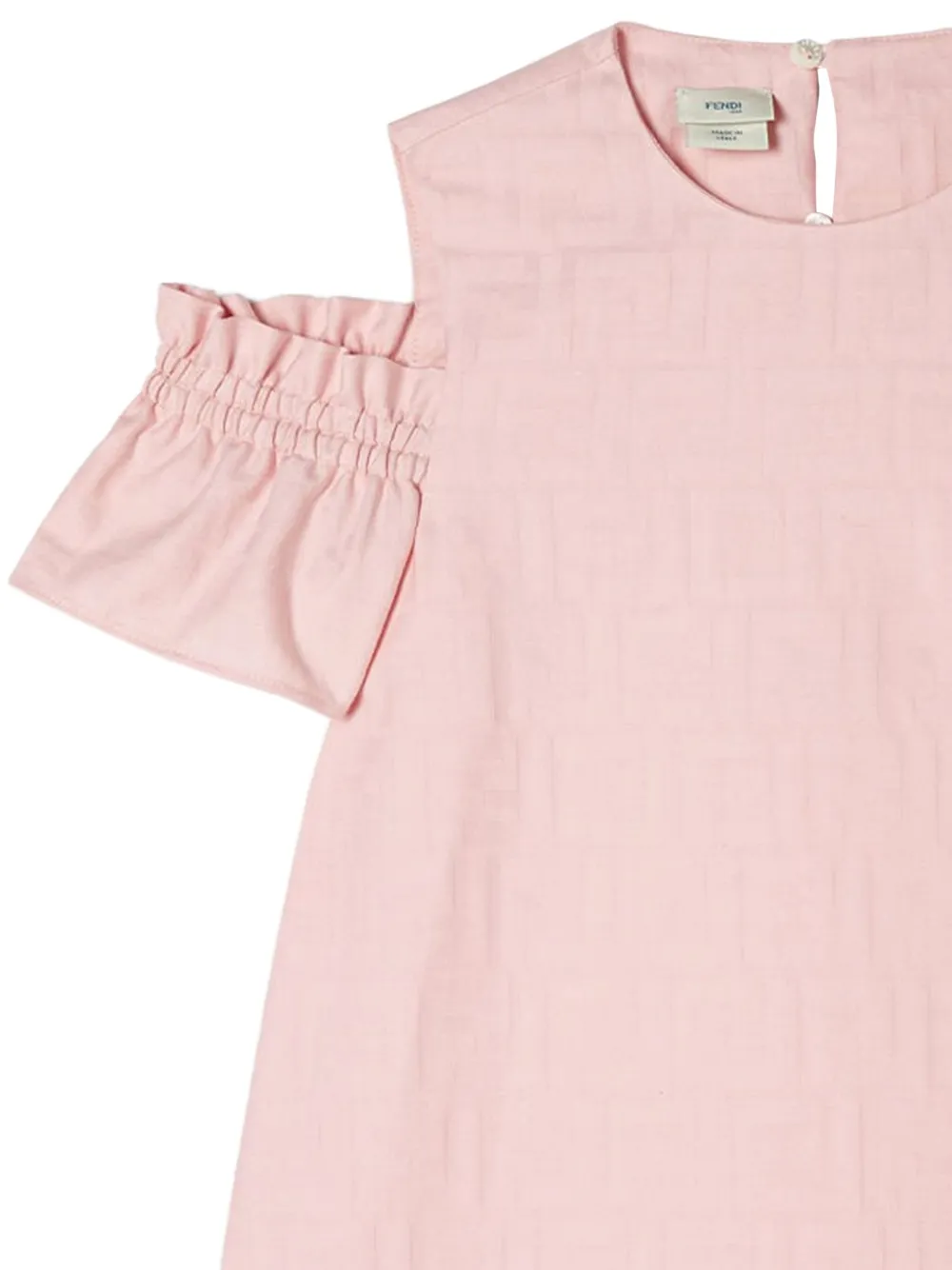 Fendi Kids Midi-jurk met ruches en FF-jacquard Roze