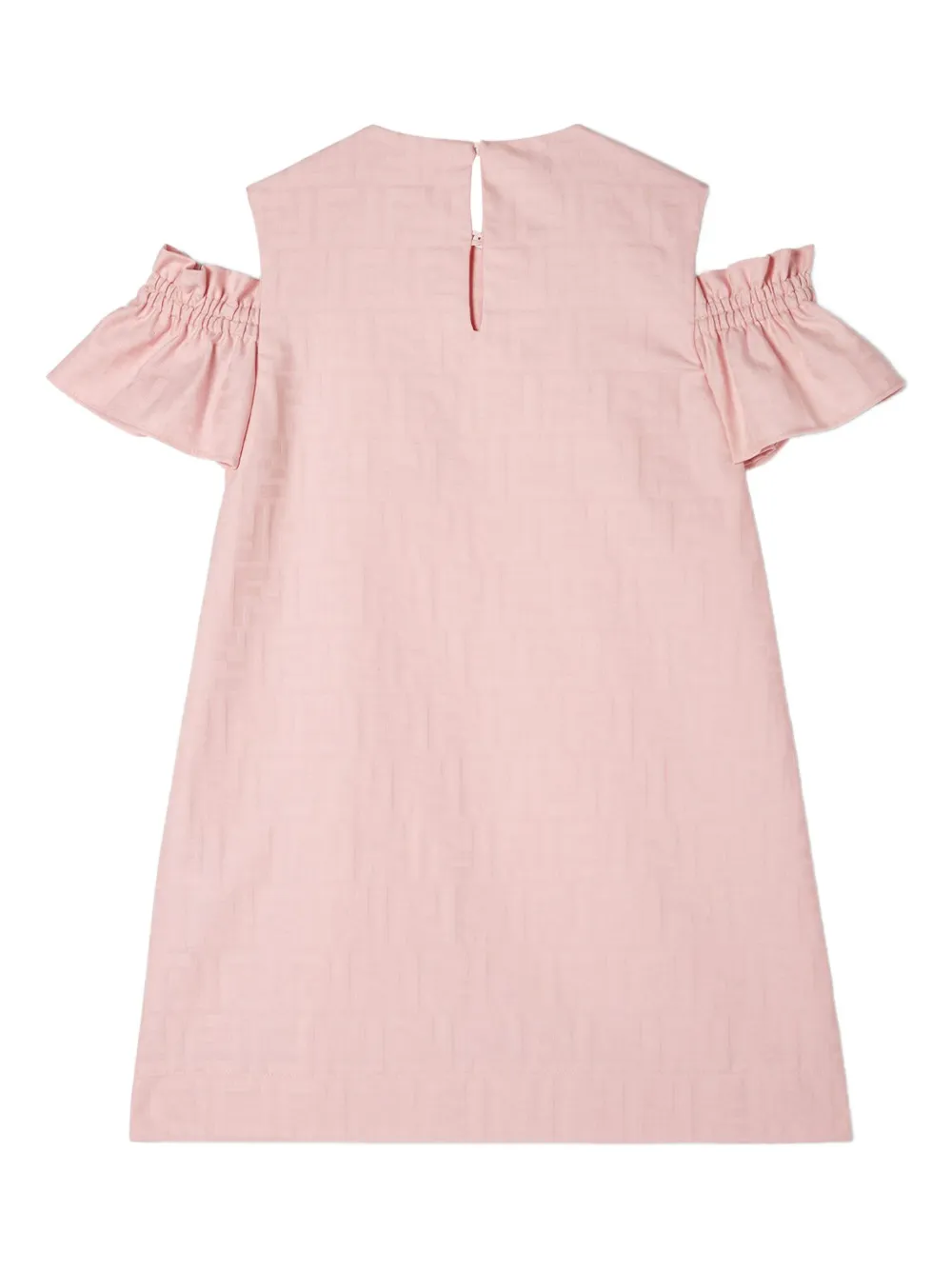 Fendi Kids Midi-jurk met ruches en FF-jacquard Roze