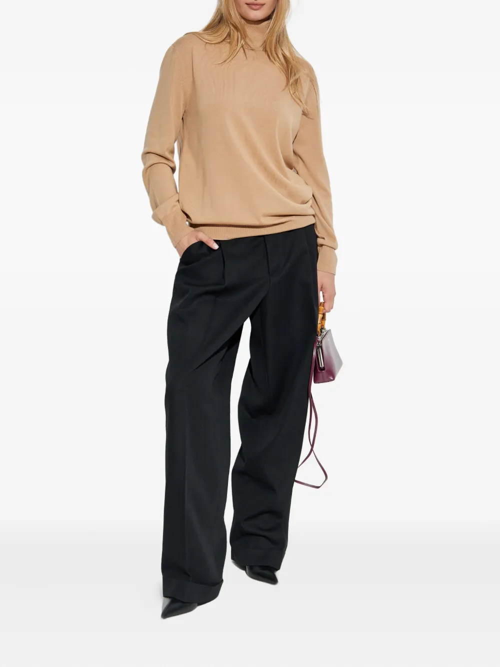 Jil Sander turtleneck wool jumper Beige