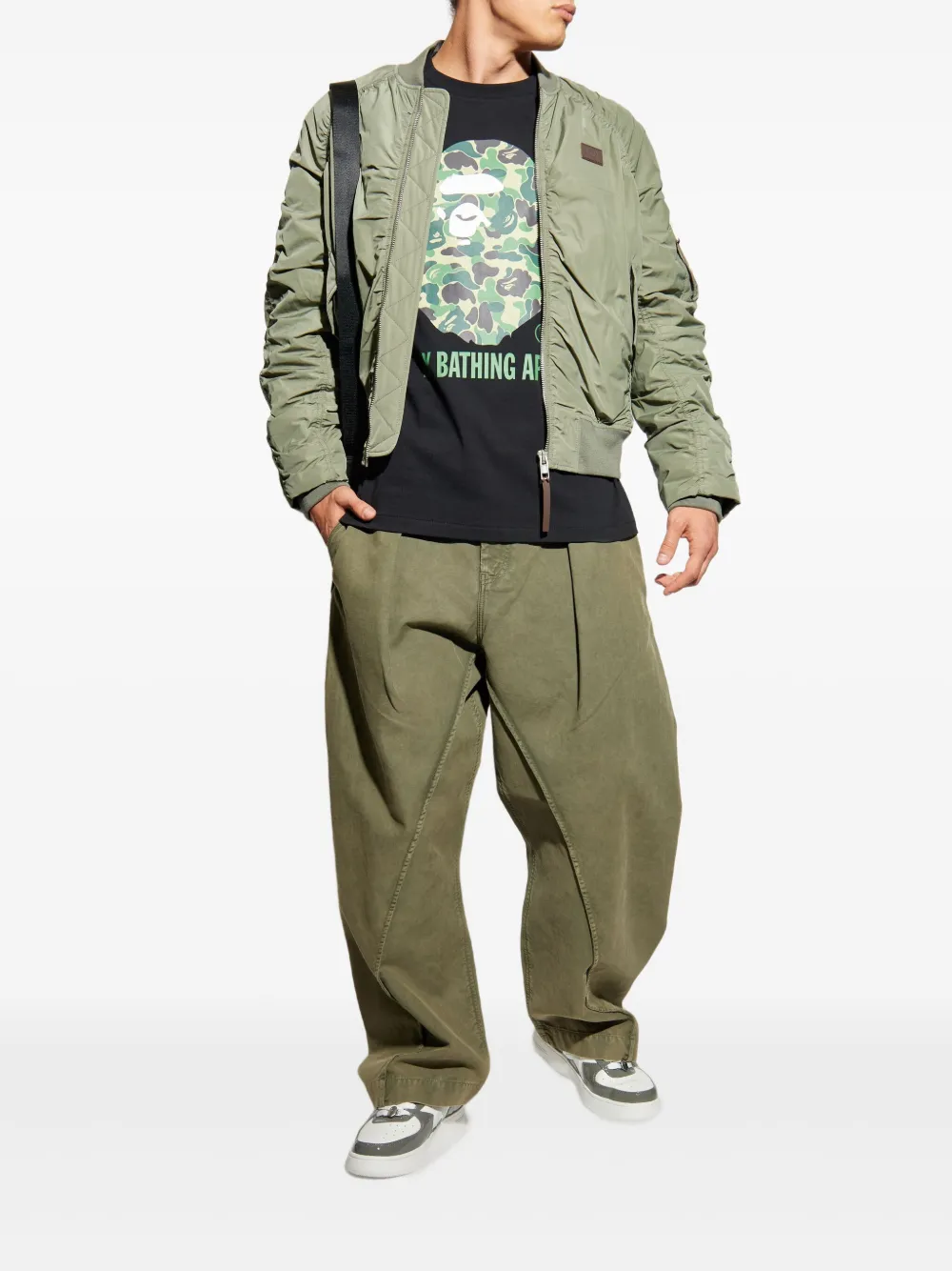 A BATHING APE T-shirt met camouflageprint Zwart